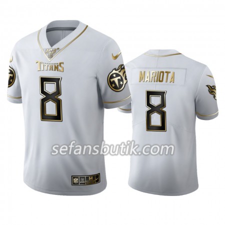 Tennessee Titans Tröjor Marcus Mariota 8 Nike Vit Golden Edition 100th - Herr Tennessee Titans Tröjor Marcus Mariota 8 Nike Vit Golden Edition 100th - Herr